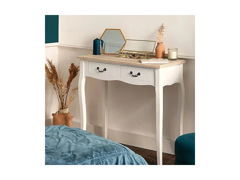 Console 2 Tiroirs "Chrysa" 86cm Naturel