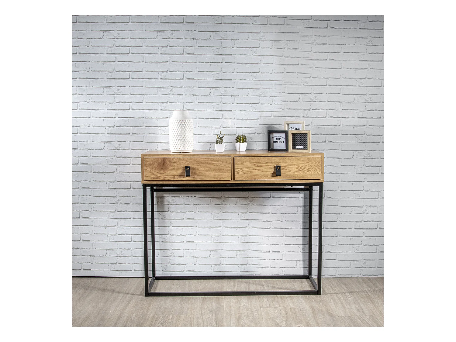 Console Bois Et Metal Abbott Marron, Noir