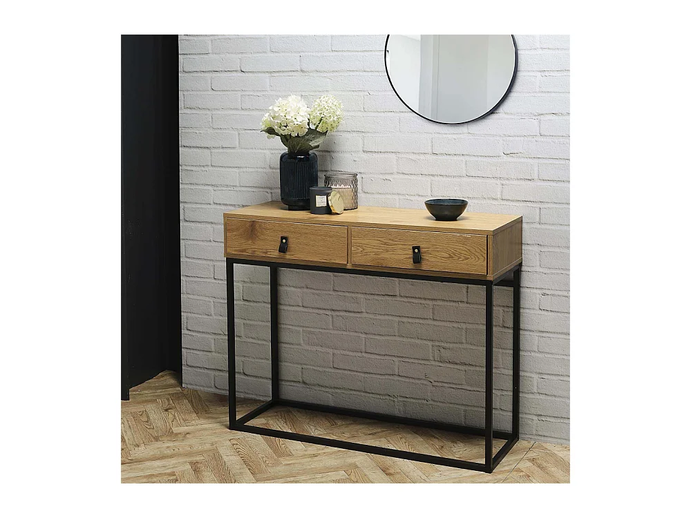 Console Bois Et Metal Abbott Marron, Noir