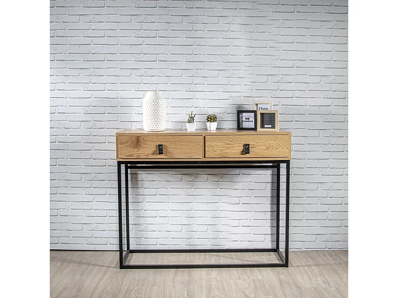 Console Bois Et Metal Abbott Marron, Noir