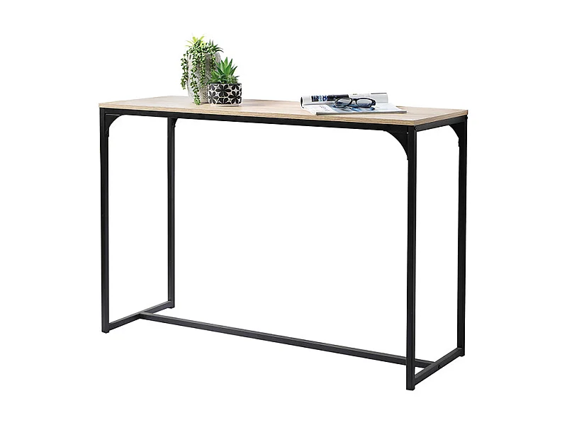 Console structure métal et plateau imitation bois Loft