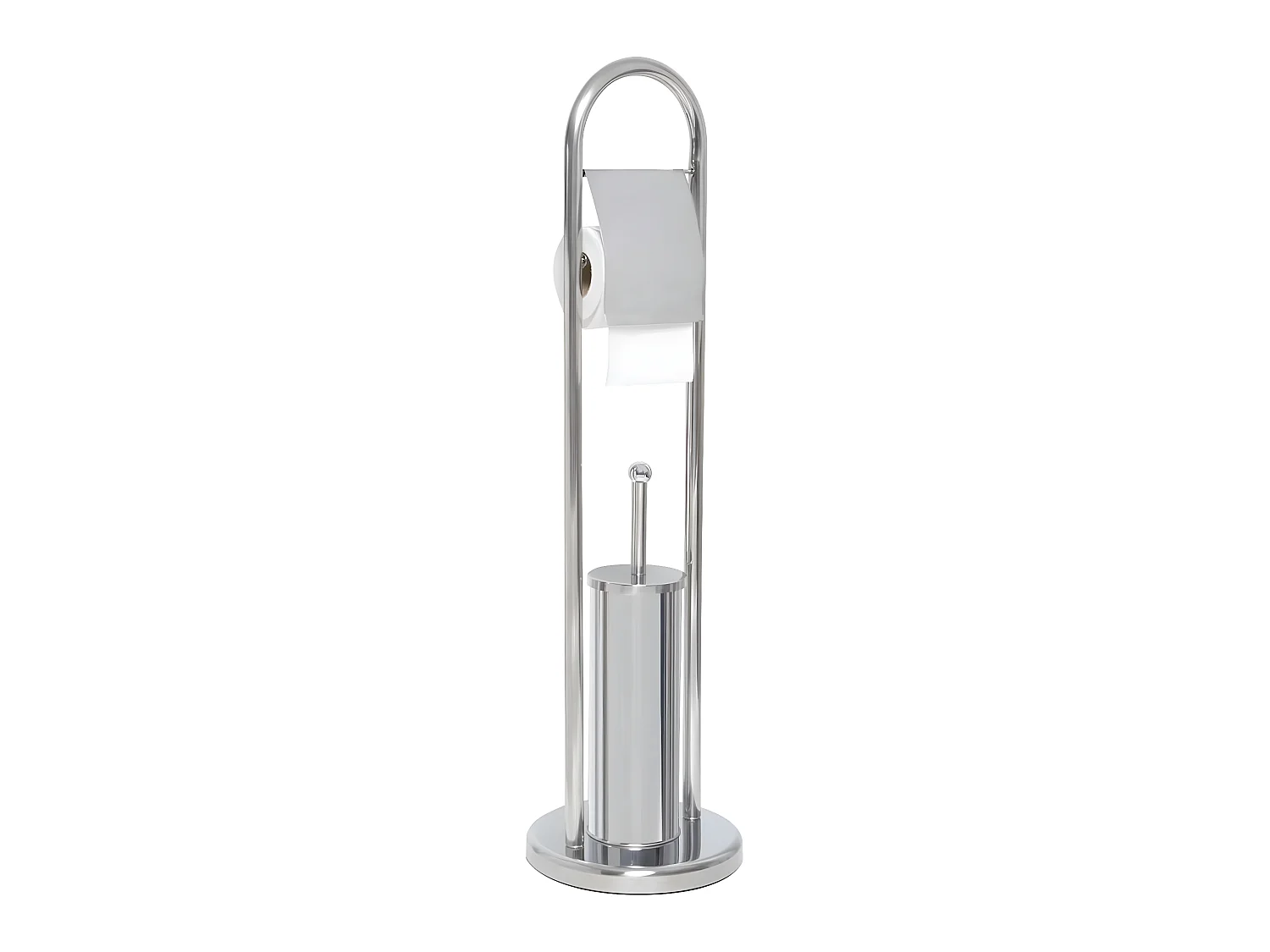 Brosse WC avec support et Dérouleur Papier toilette en Acier inoxydable H 80 cm