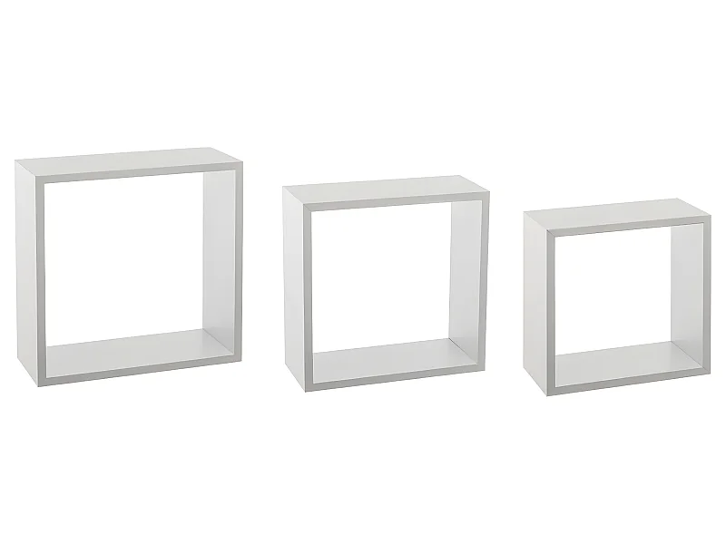 Lot de 3 Étagères murales flottantes Cubes coloris Blanc Fixations invisibles
