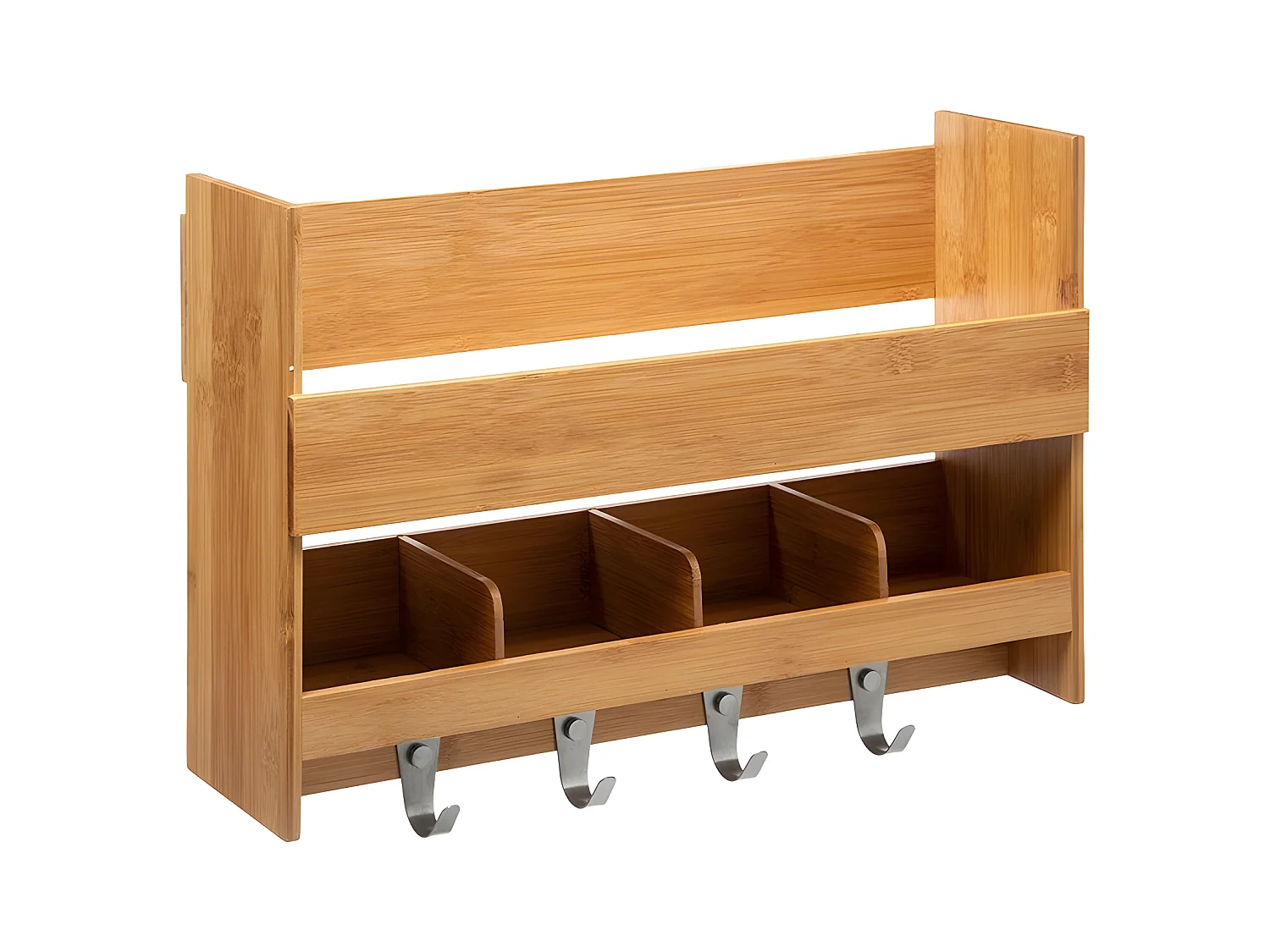 Étagère Murale & Crochets "Bambou" 47cm Naturel