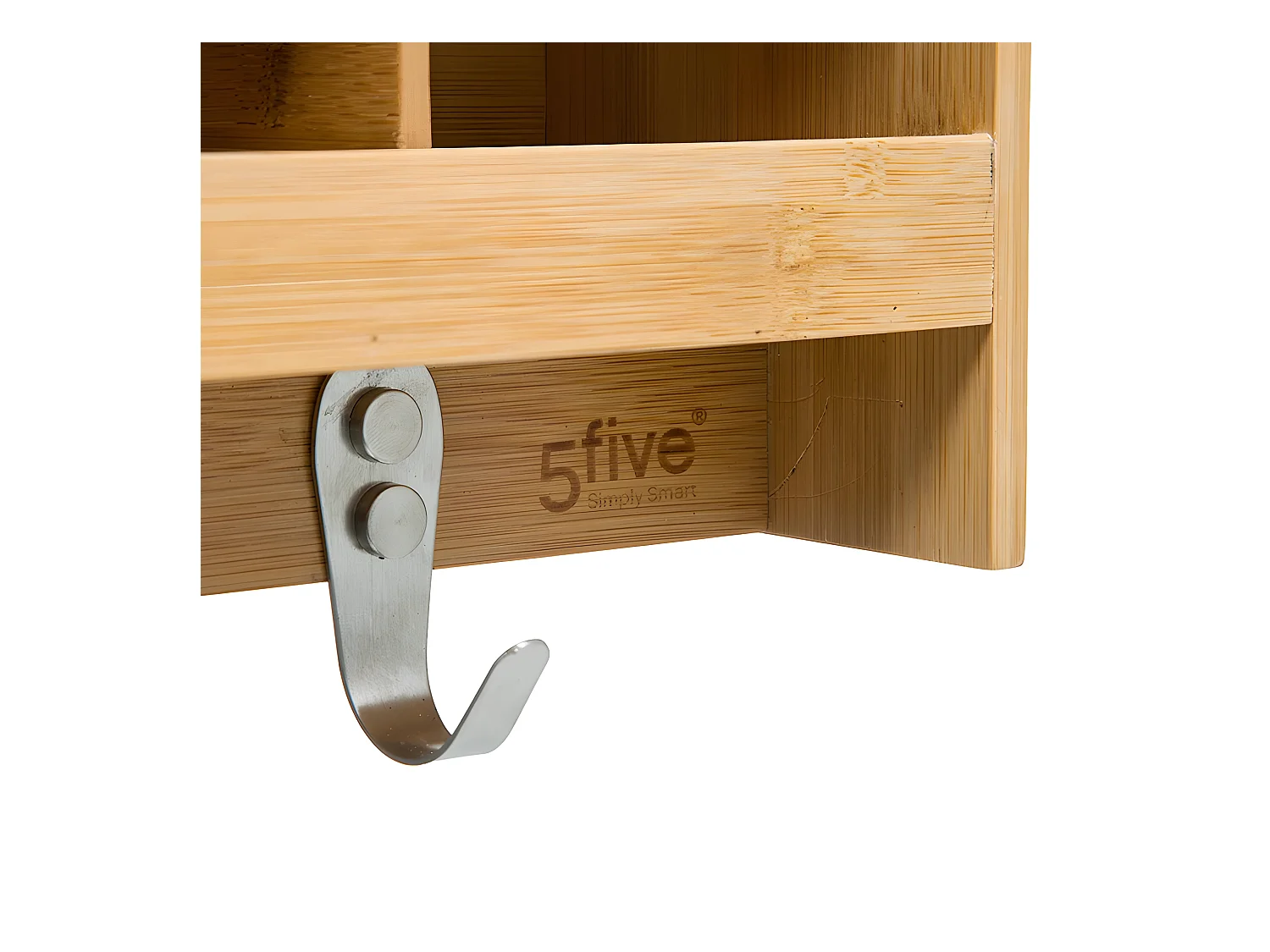 Étagère Murale & Crochets "Bambou" 47cm Naturel