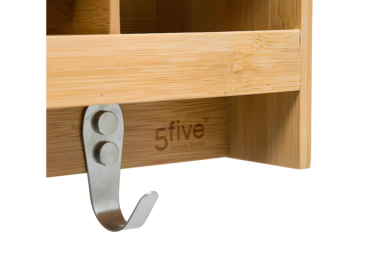 Étagère Murale & Crochets "Bambou" 47cm Naturel