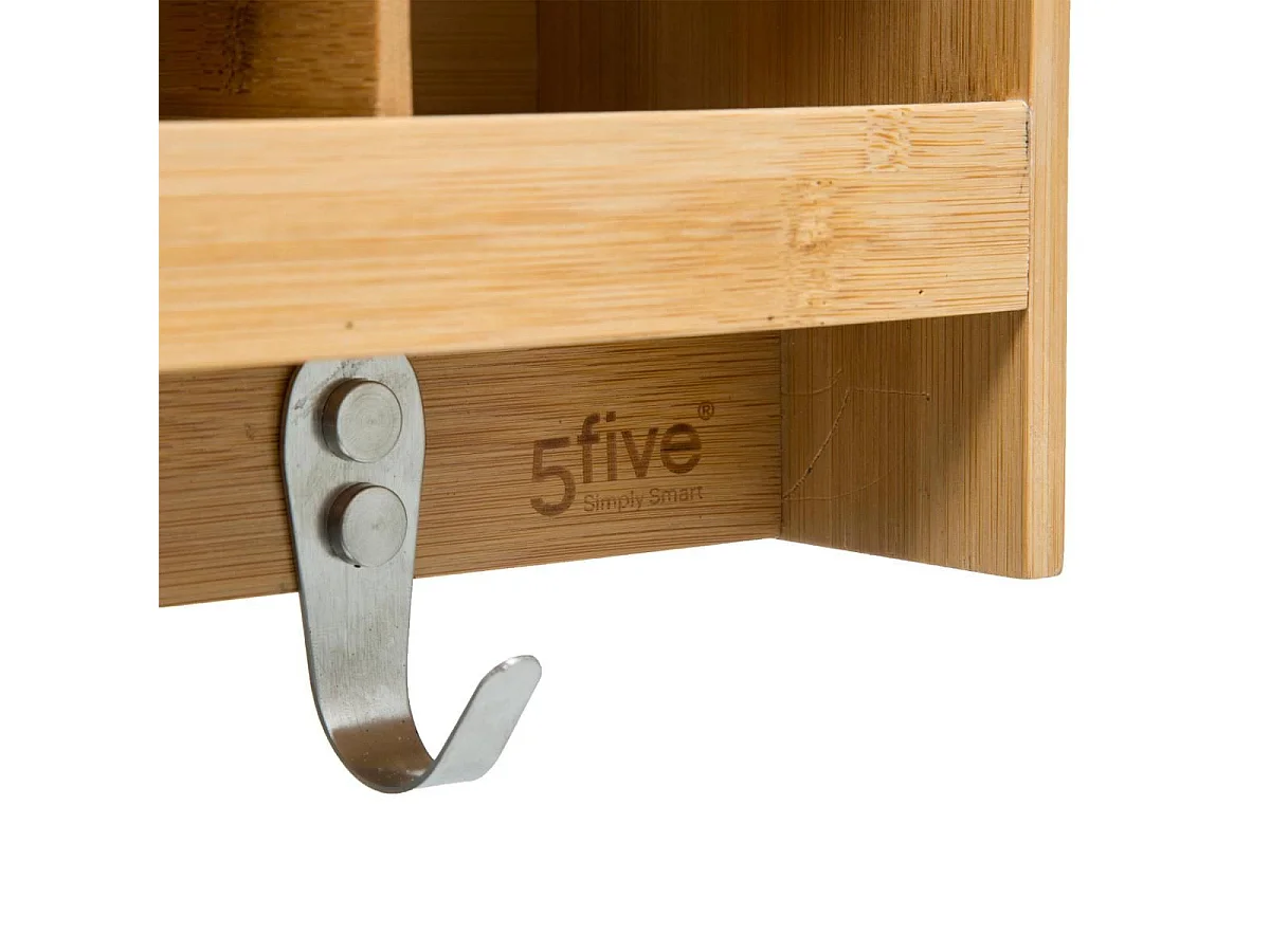 Étagère Murale & Crochets "Bambou" 47cm Naturel