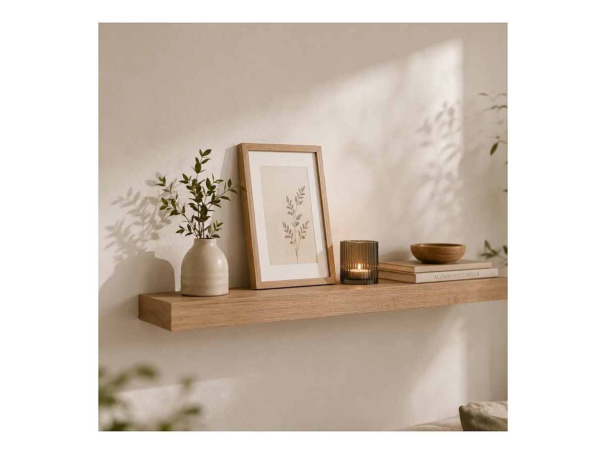 Étagère murale flottante coloris Chêne naturel L 60 cm Fixations invisibles