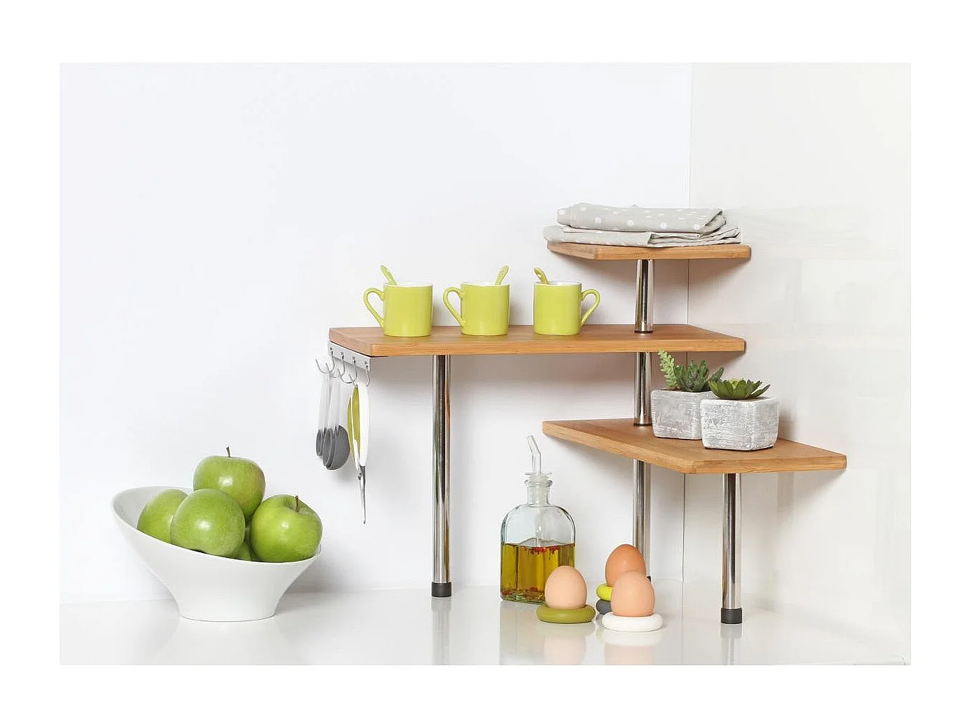 Etagère d'Angle Cuisine "Bambou" 43cm Naturel
