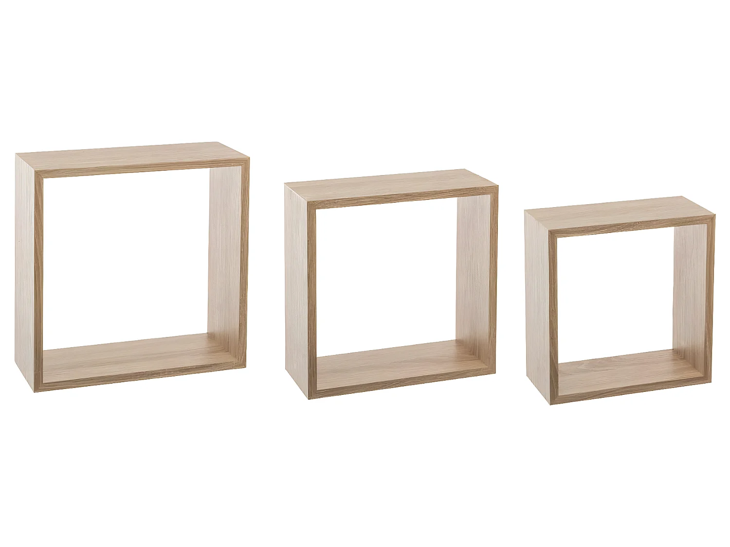 Lot de 3 Étagères murales flottantes Cubes coloris Chêne naturel Fixations invisibles