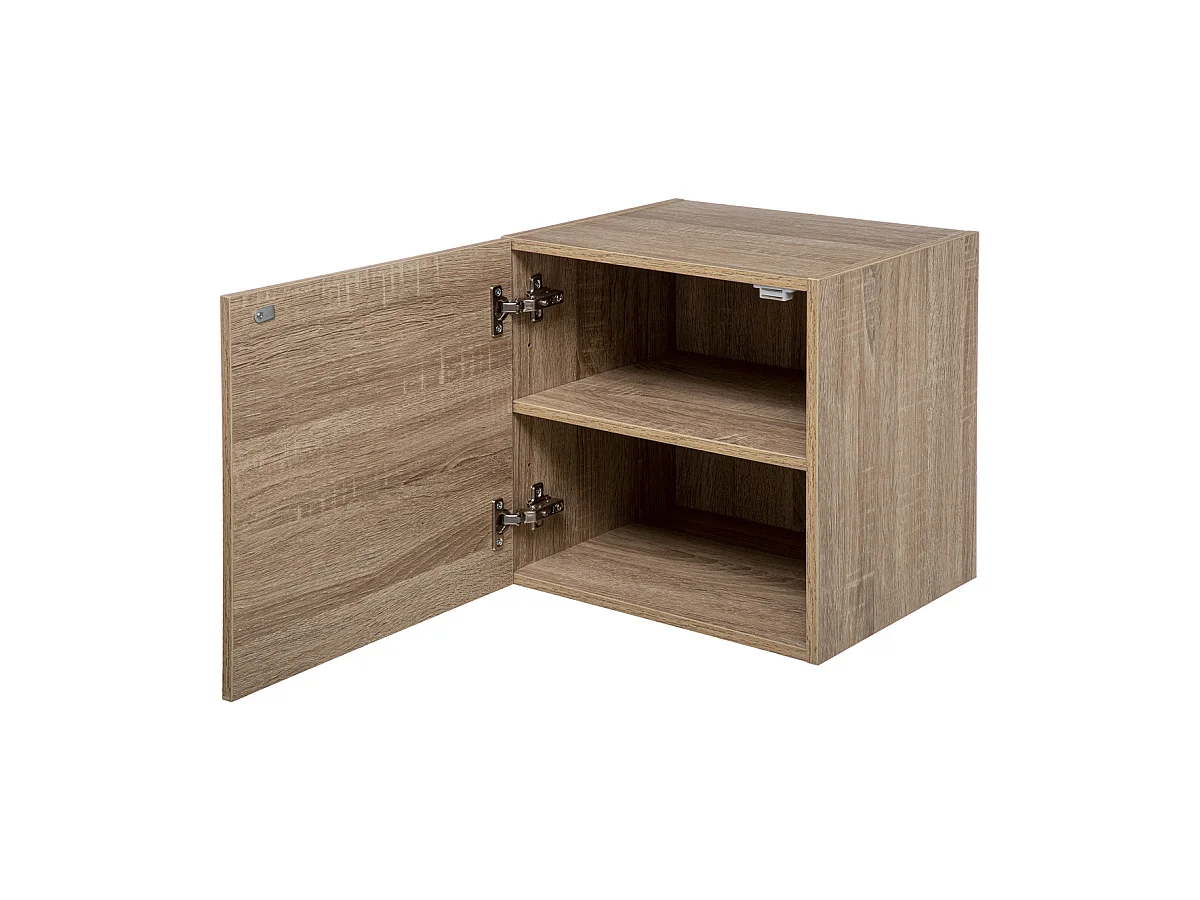 Meuble Etagère murale 2 cases de rangement et 1 porte 36.5 x 30 cm effet bois naturel