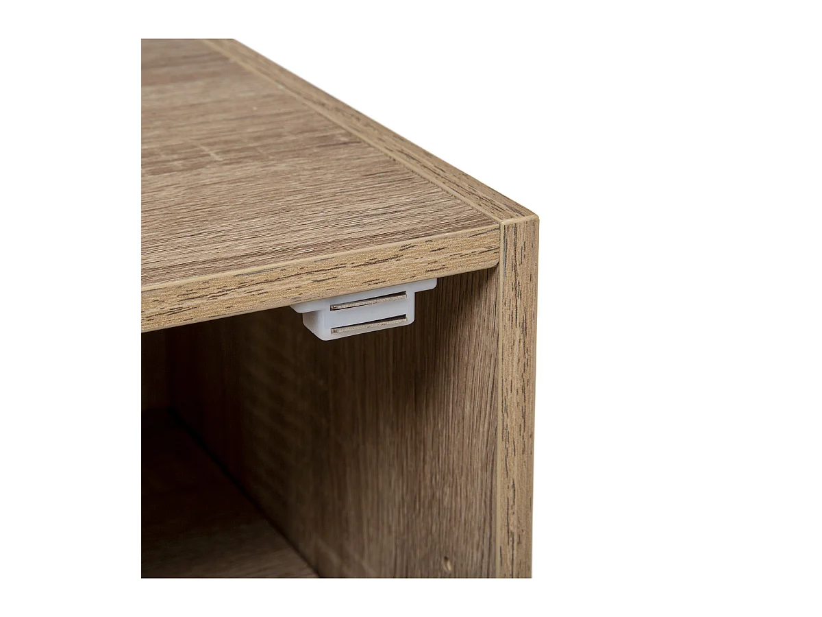 Meuble Etagère murale 2 cases de rangement et 1 porte 36.5 x 30 cm effet bois naturel