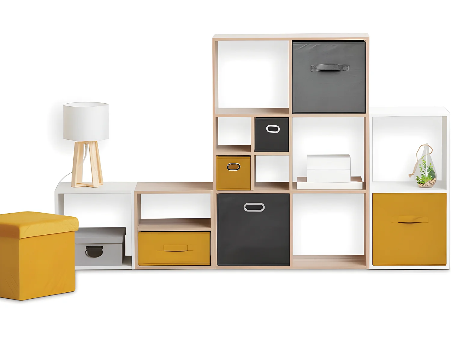 Meuble Étagère 1 case de rangement Blanc H 34.5 cm - à poser ou mural