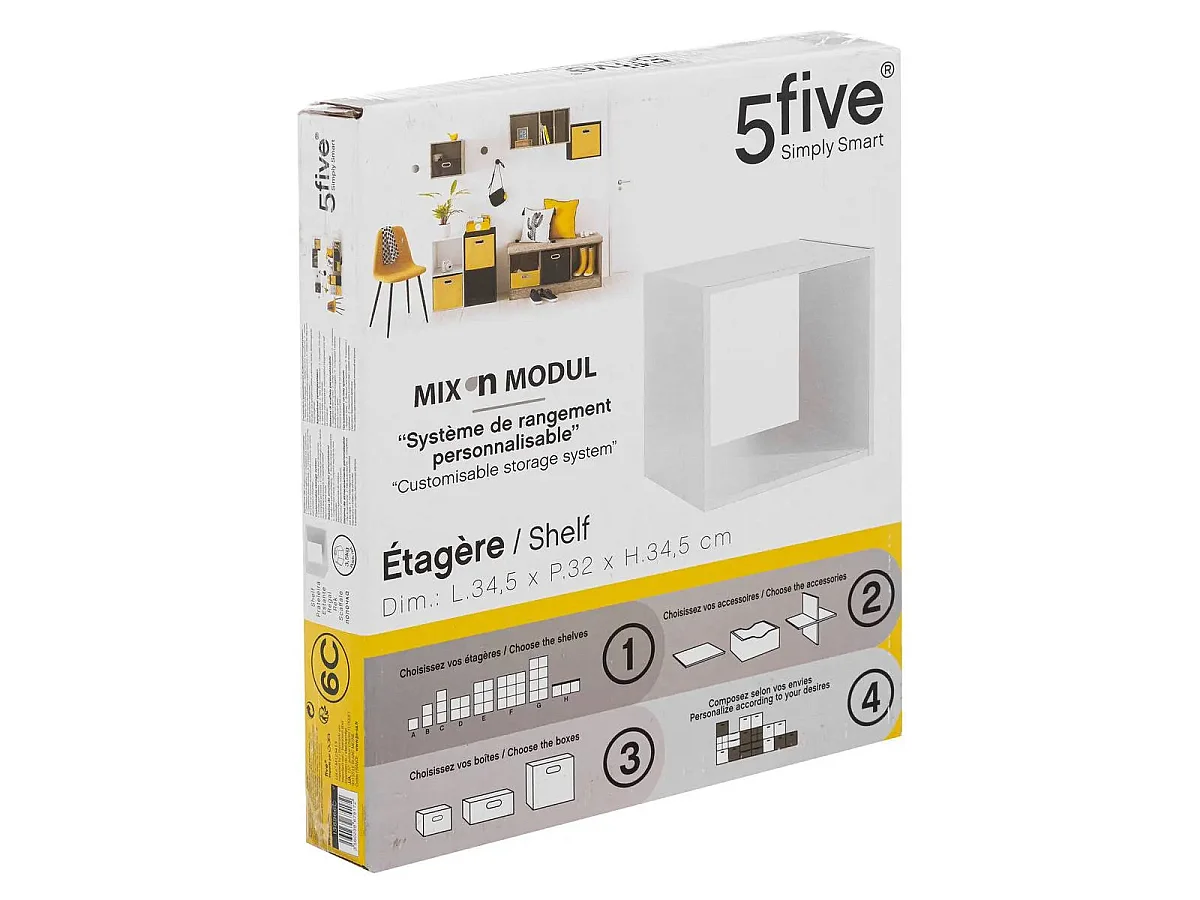 Meuble Étagère 1 case de rangement Blanc H 34.5 cm - à poser ou mural