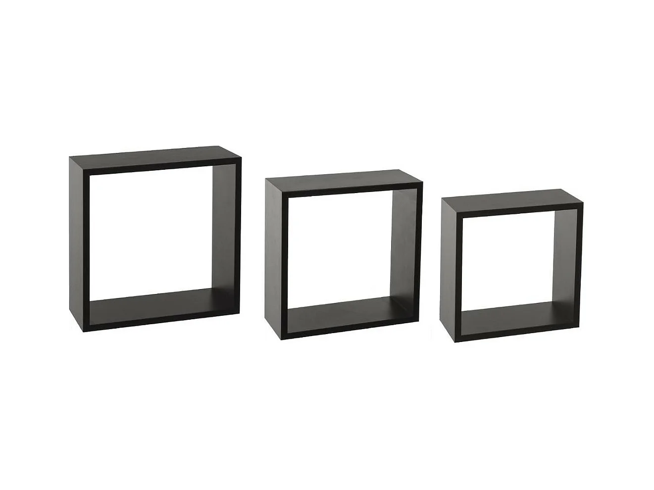 Lot de 3 Étagères murales flottantes Cubes coloris Noir Fixations invisibles