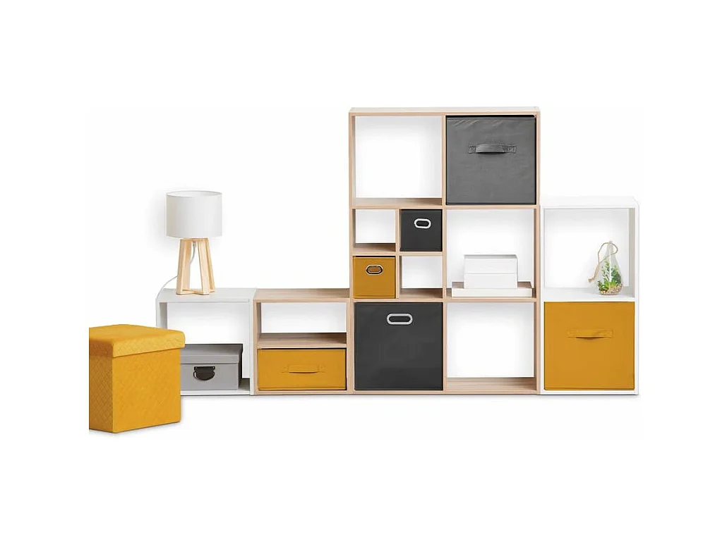 Meuble Étagère 1 case de rangement effet chêne naturel H 34.5 cm - à poser ou mural