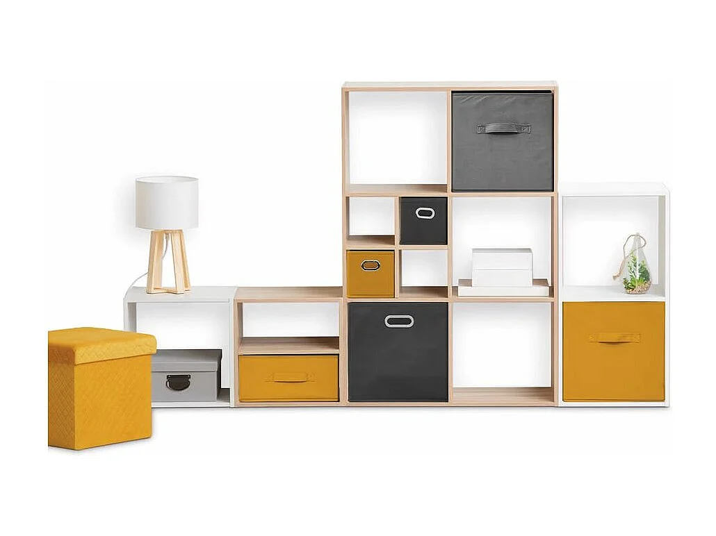 Meuble Étagère 1 case de rangement effet chêne naturel H 34.5 cm - à poser ou mural