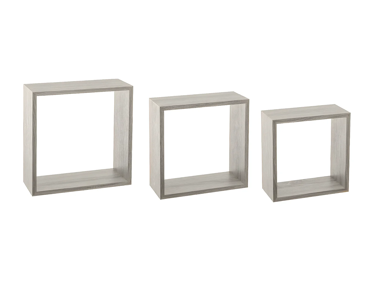Lot de 3 Étagères murales flottantes Cubes coloris Chêne gris Fixations invisibles