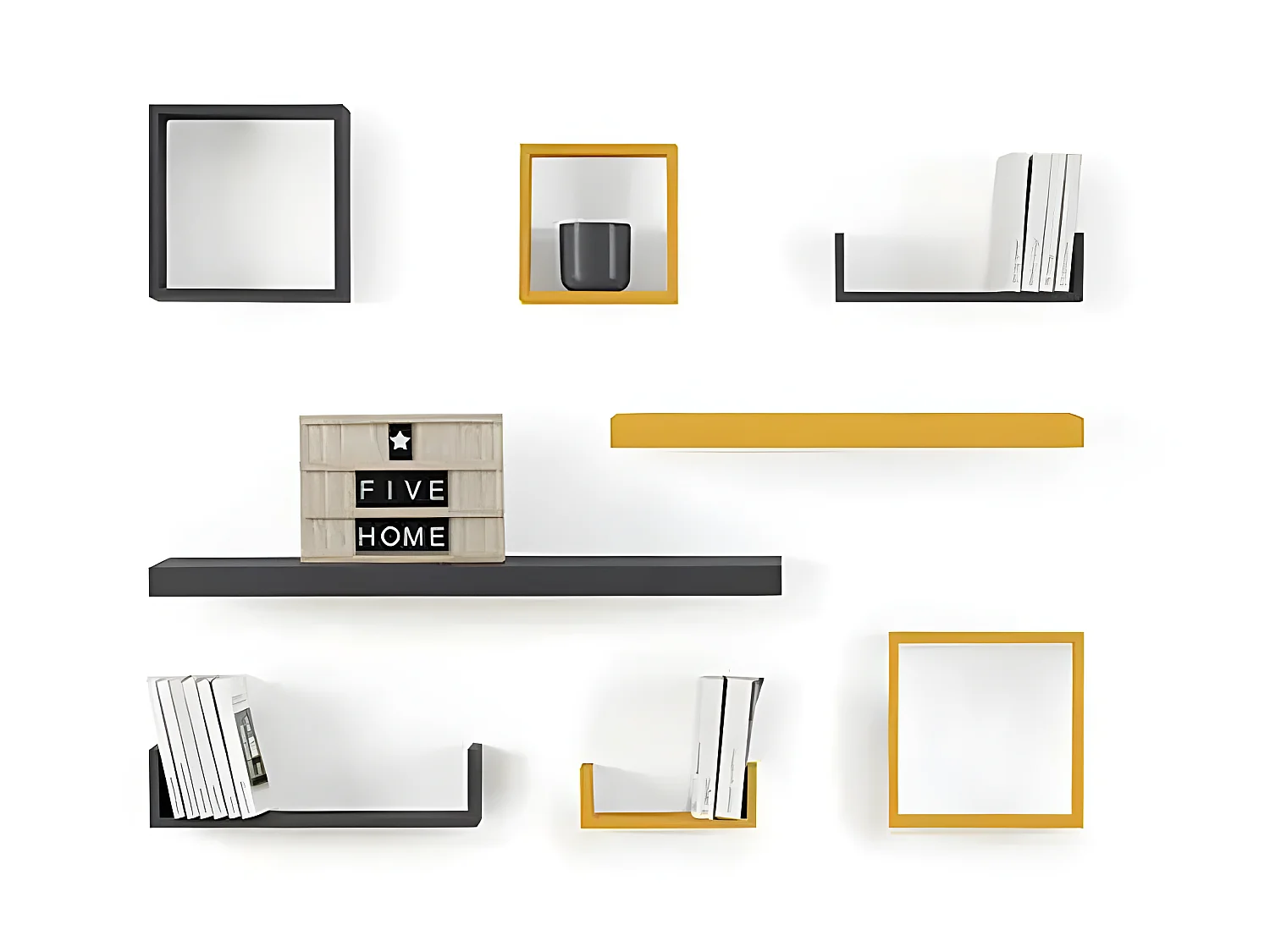 Étagère murale flottante coloris Noir L 60 cm Fixations invisibles