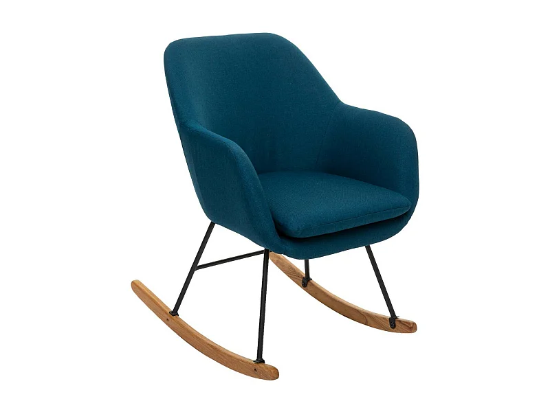 Fauteuil à bascule Rocking-chair en tissu Bleu canard