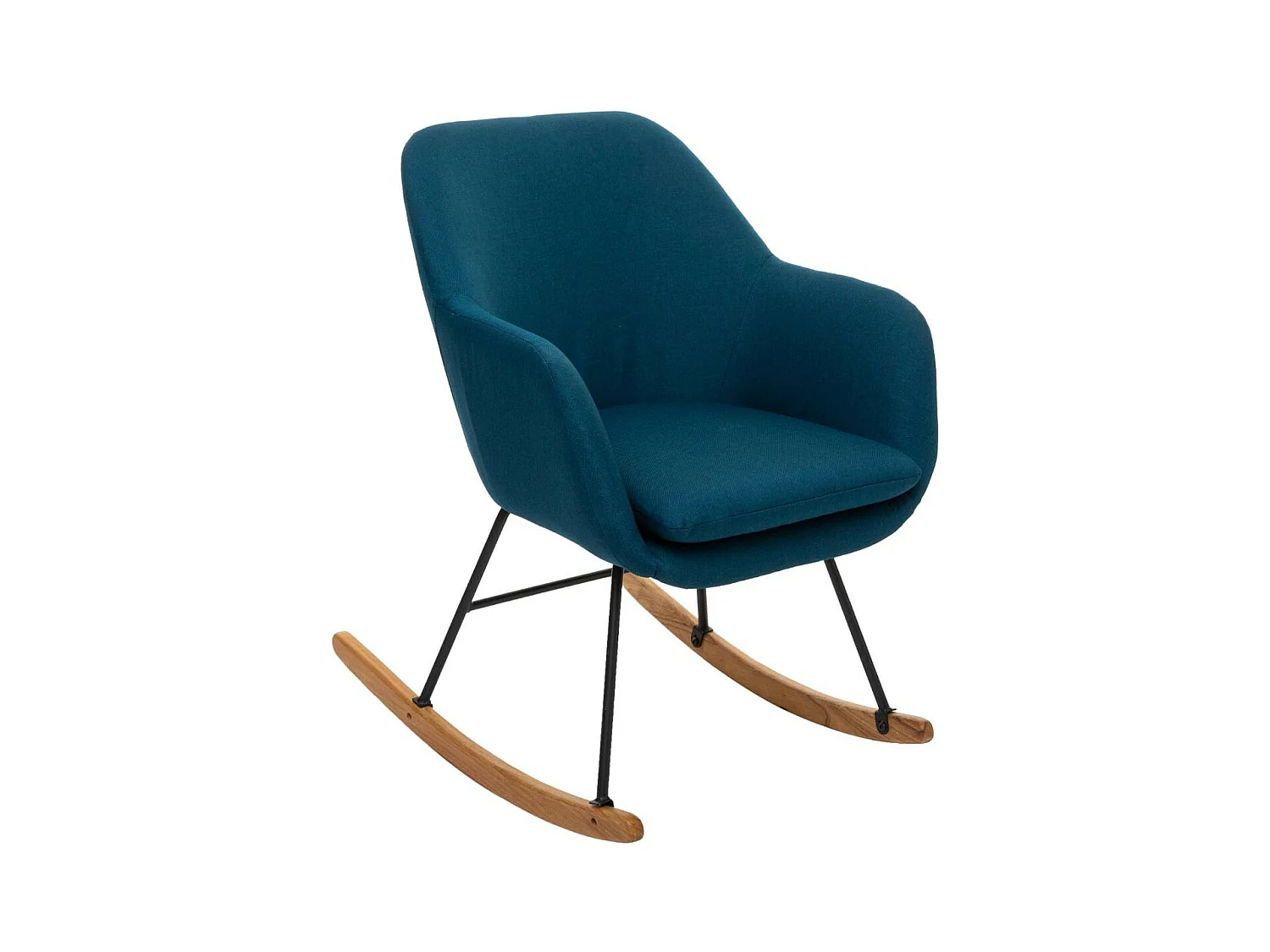 Fauteuil à bascule Rocking-chair en tissu Bleu canard