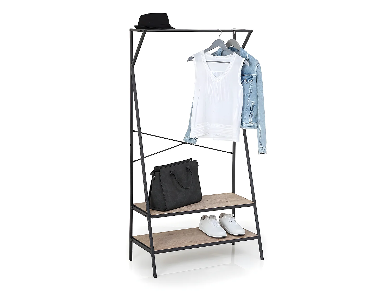 Meuble d'Entrée 3 Niveaux "Janot" 160cm Naturel