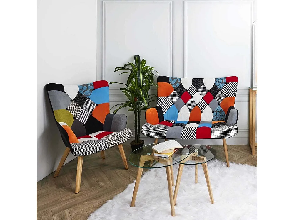 Fauteuil Helsinki Patchwork Multicolore