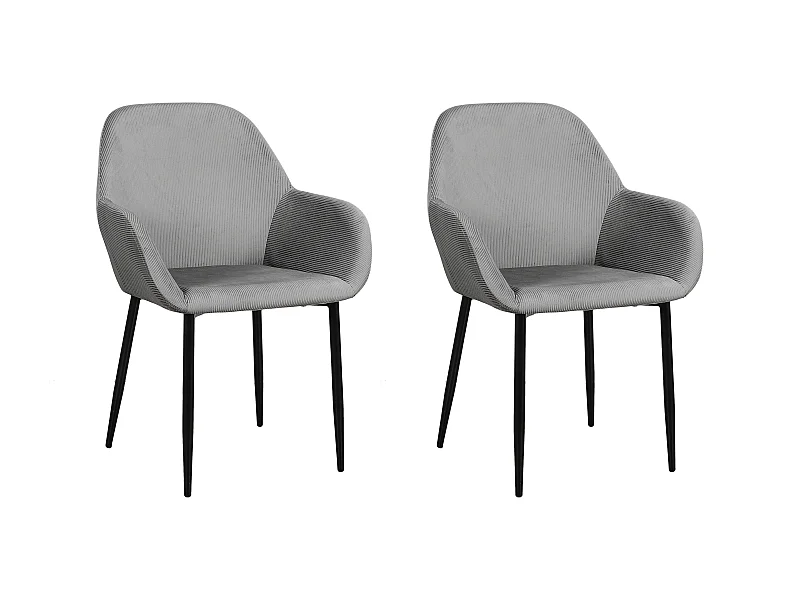 Fauteuil Giulia Gris Fonce Velours Cotele - Lot De 2 Gris