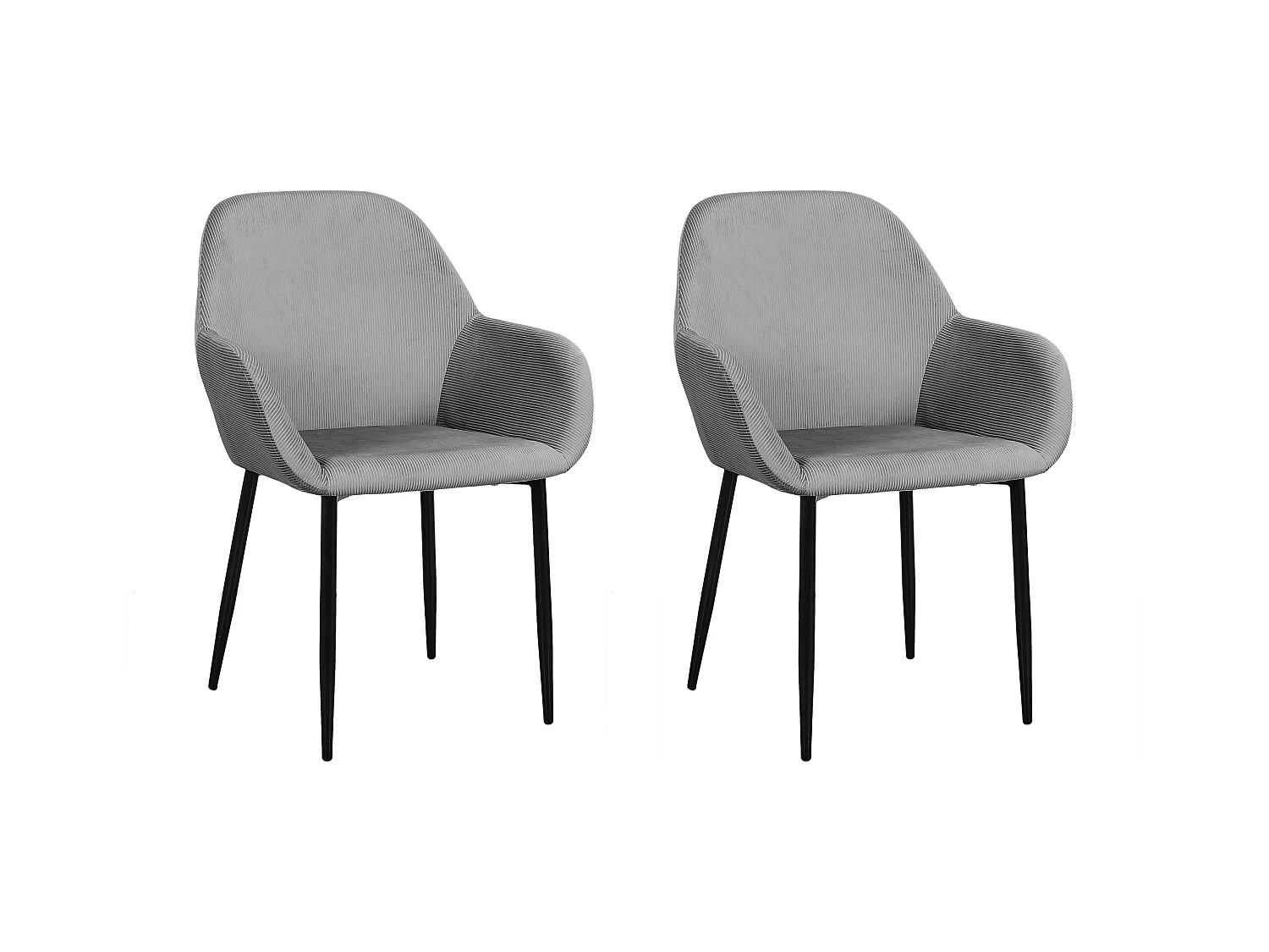 Fauteuil Giulia Gris Fonce Velours Cotele - Lot De 2 Gris