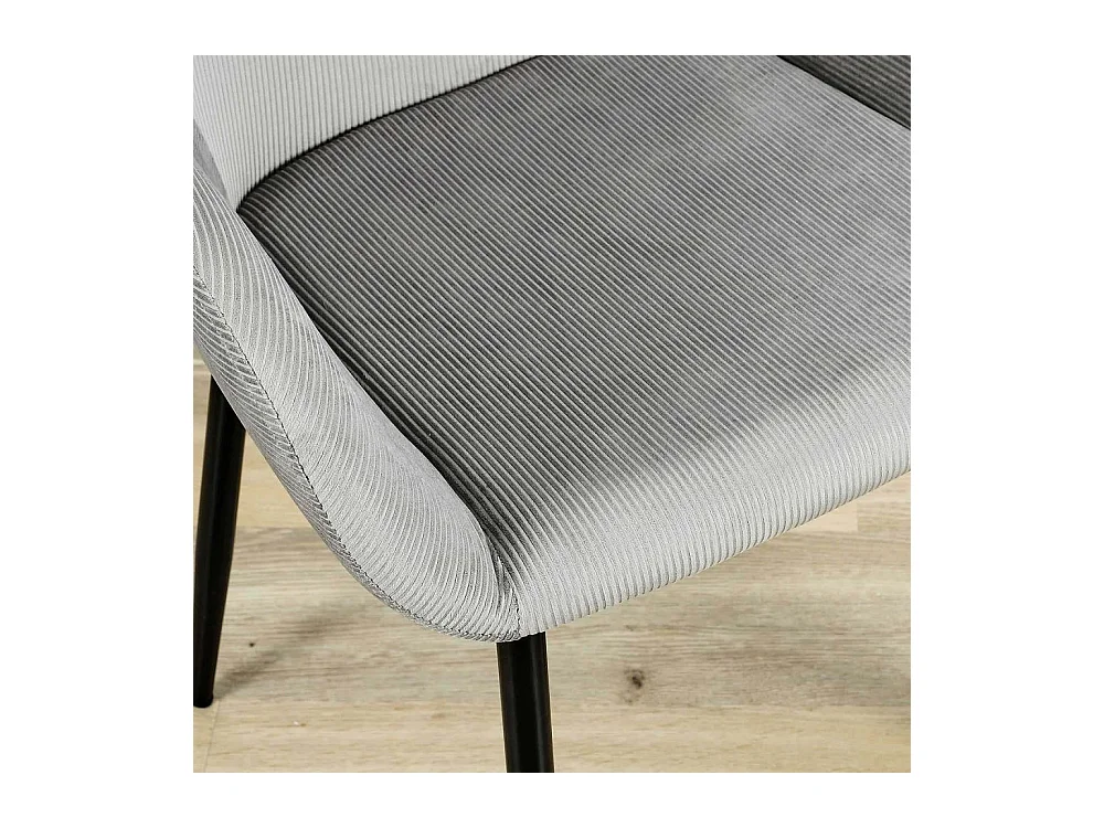 Fauteuil Giulia Gris Fonce Velours Cotele - Lot De 2 Gris