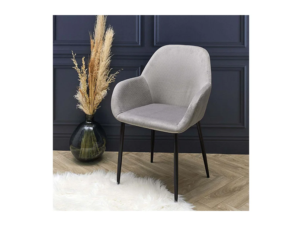 Fauteuil Giulia Gris Fonce Velours Cotele - Lot De 2 Gris