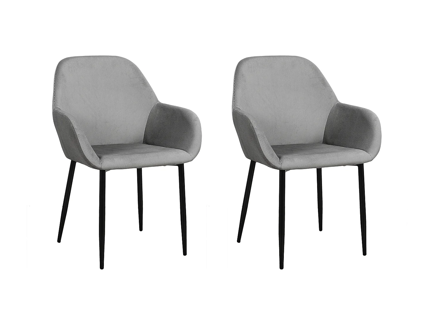 Fauteuil Giulia Gris Fonce Velours Cotele - Lot De 2 Gris