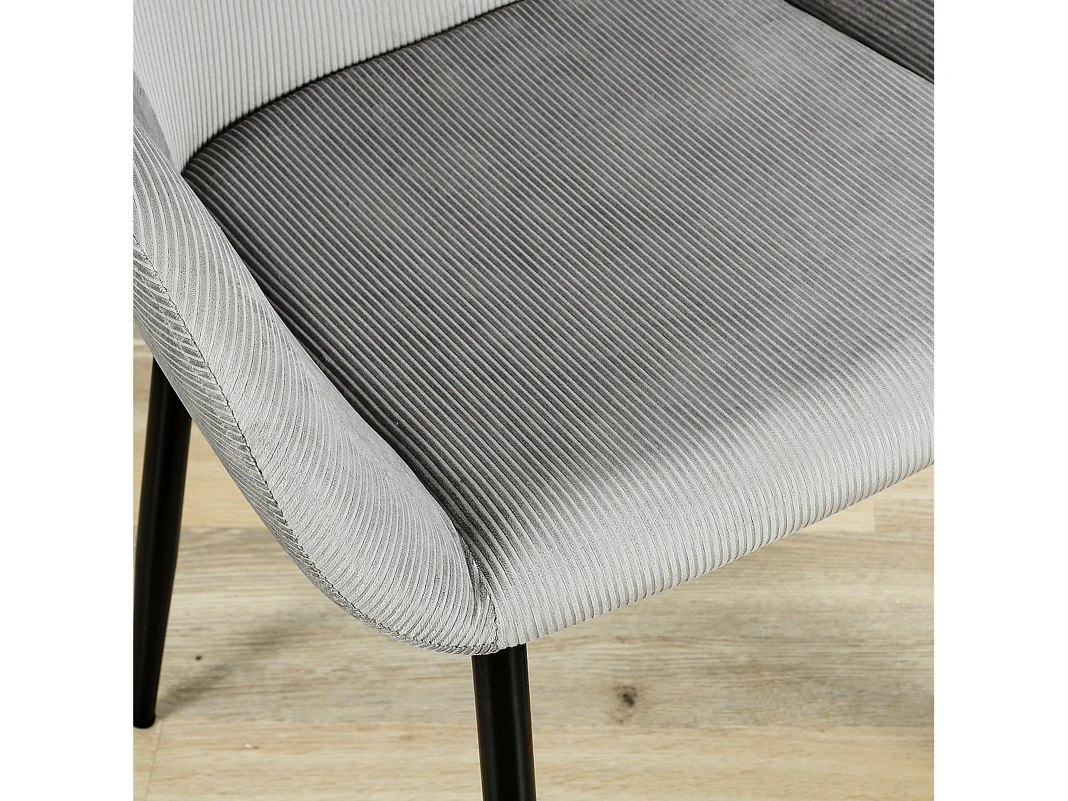 Fauteuil Giulia Gris Fonce Velours Cotele - Lot De 2 Gris