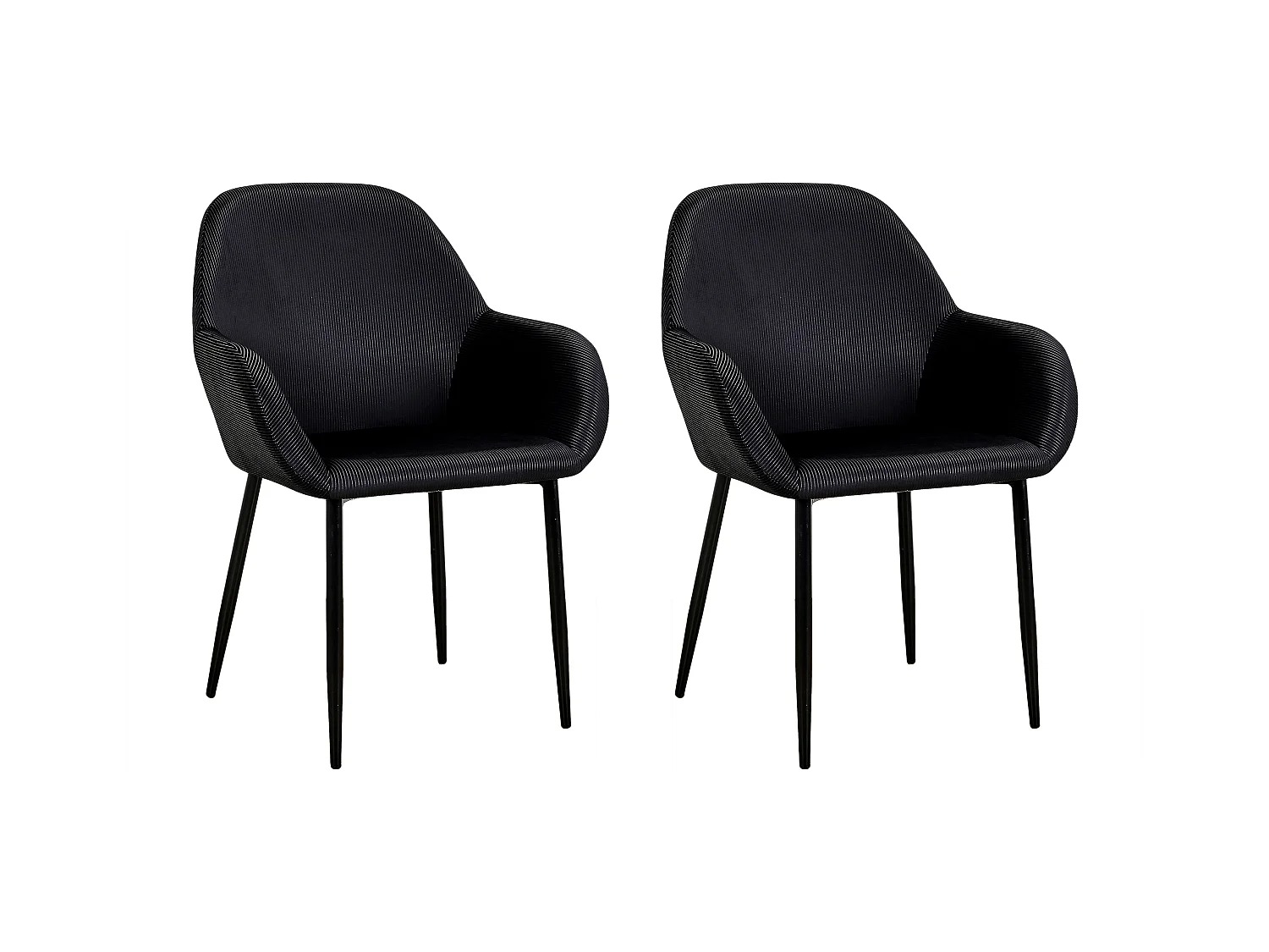 Fauteuil Giulia Noir Velours Cotele - Lot De 2 Noir