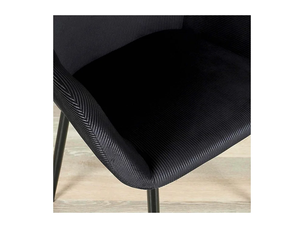 Fauteuil Giulia Noir Velours Cotele - Lot De 2 Noir