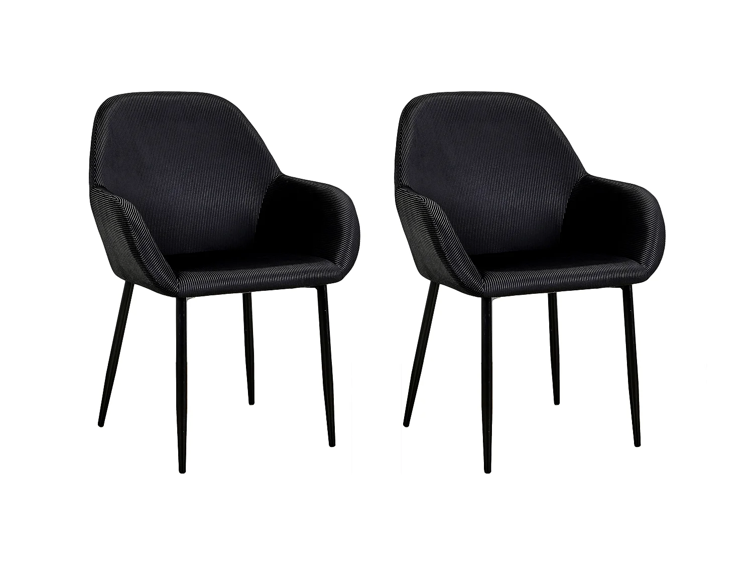 Fauteuil Giulia Noir Velours Cotele - Lot De 2 Noir
