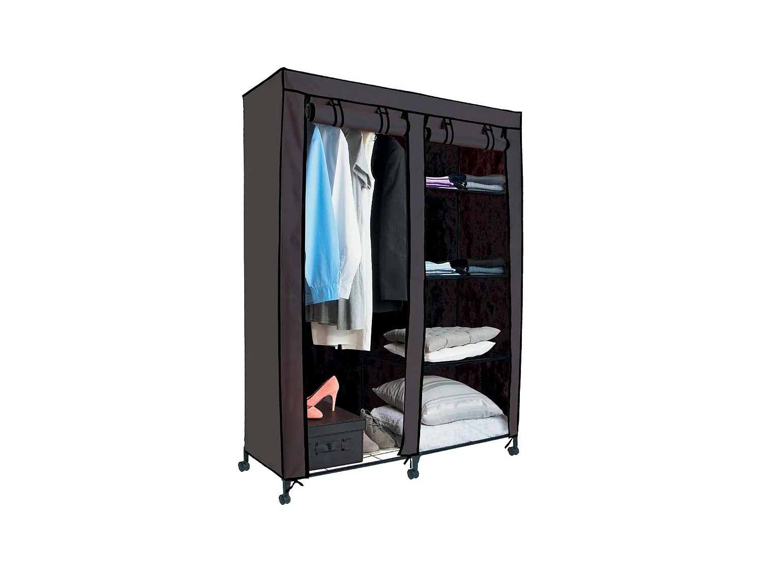 Armoire de Rangement Vêtement "Double" 168cm Gris
