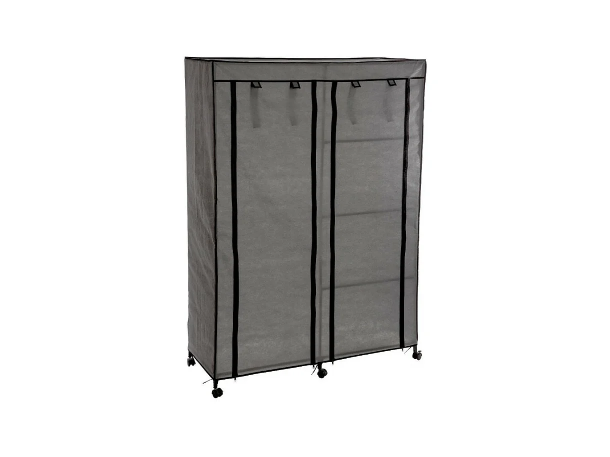 Armario Ropero Tela c/Ruedas Gris 120x168 cm