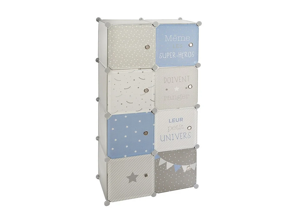 Armoire Penderie Enfants "Univers" 124cm Bleu