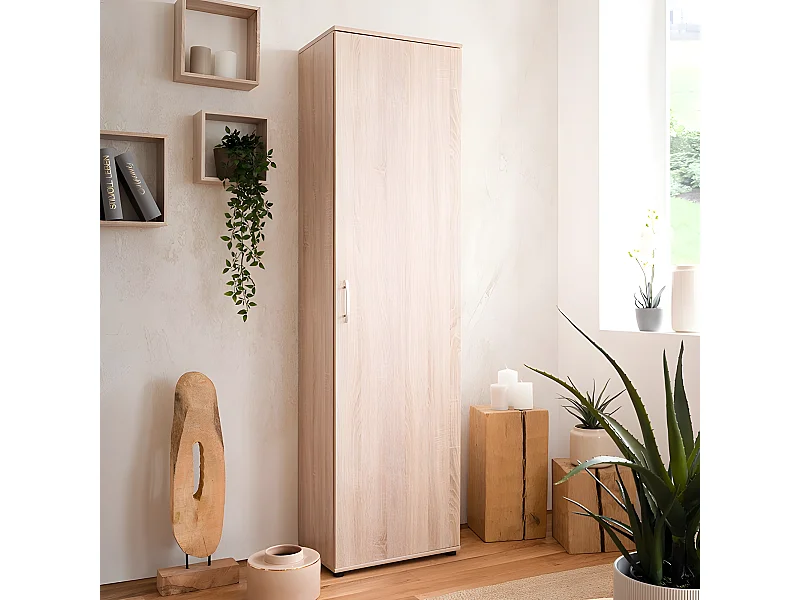 Armoire 1 porte 6 niveaux naturel