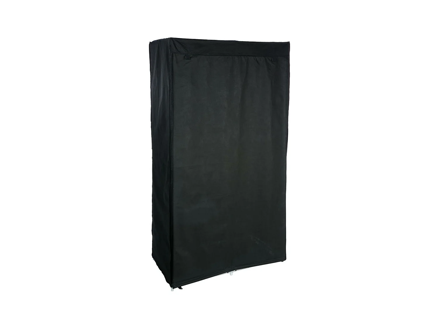 Armoire modulable avec 2 penderies et 5 tablettes en tissu et métal - Noir - H 169 x L 88 x P 46 cm