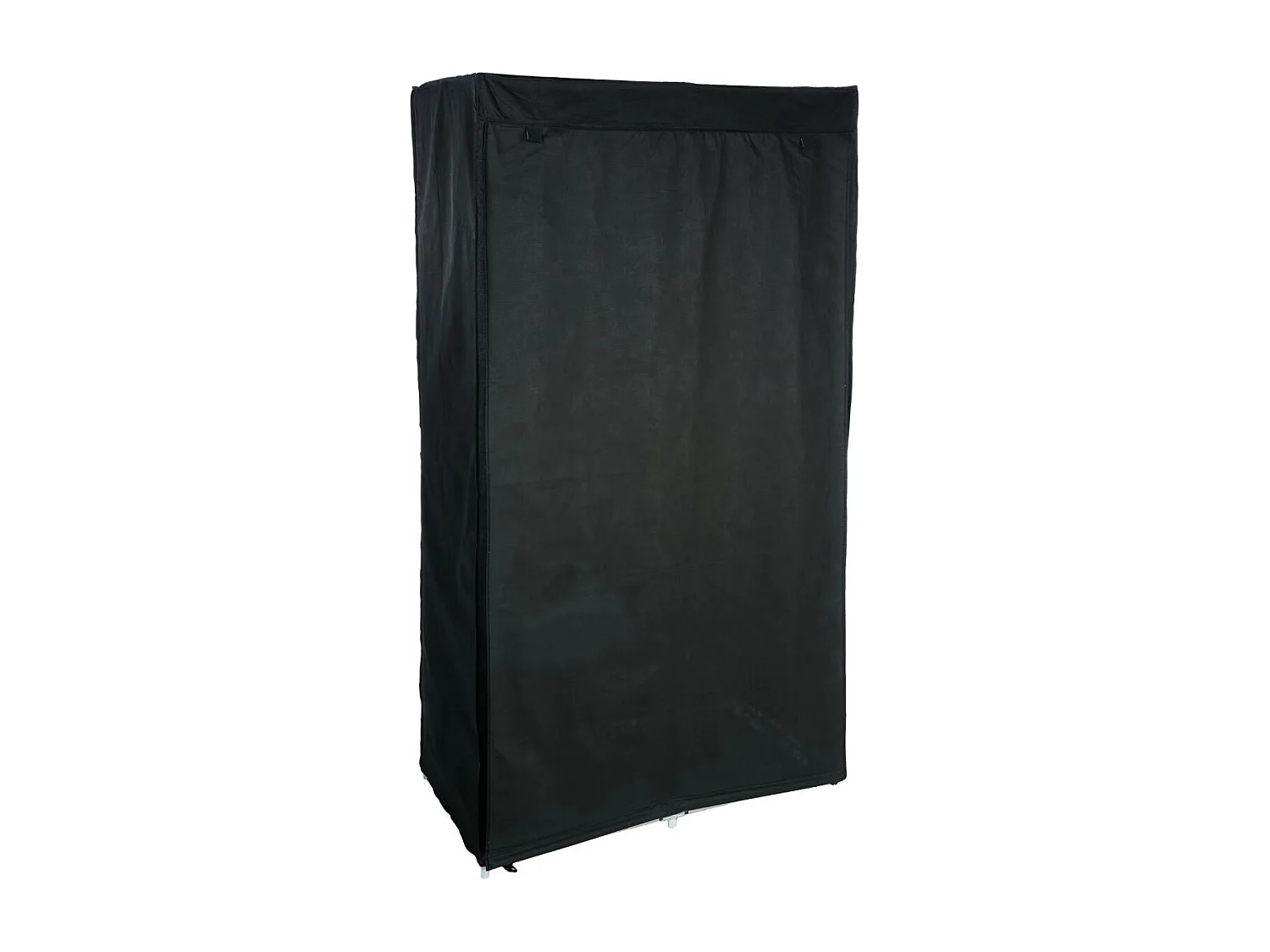 Armoire modulable avec 2 penderies et 5 tablettes en tissu et métal - Noir - H 169 x L 88 x P 46 cm
