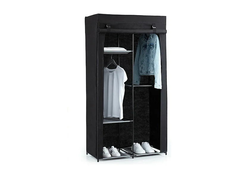 Armario modular 5 Five 5 baldas+3 percheros tela negro 169x89x44,5 cm
