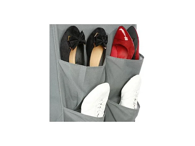 Guarda-roupa auxiliar de tecido com 2 prateleiras e bolsos, cinza, 110x155 cm