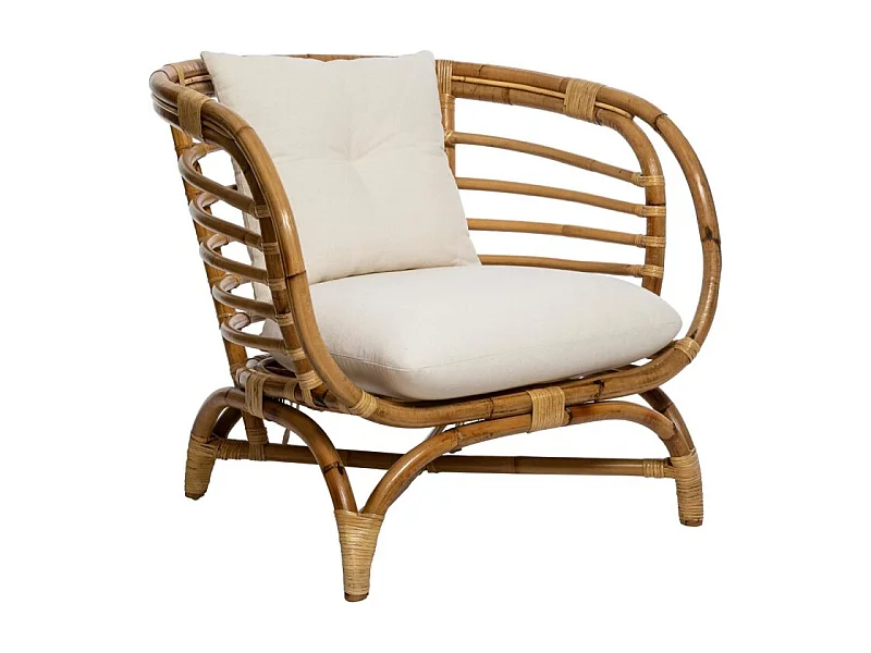 Fauteuil Design en Rotin "Farah" 79cm Naturel