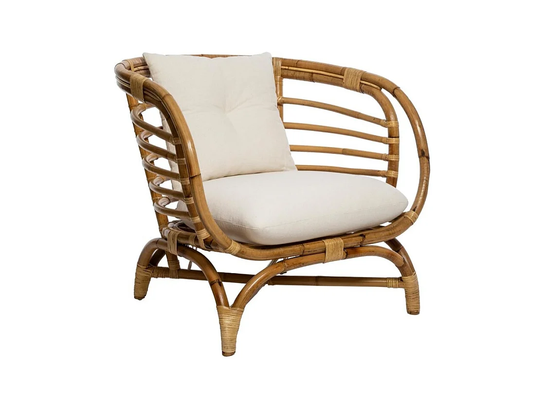 Fauteuil Design en Rotin "Farah" 79cm Naturel