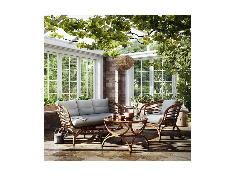 Fauteuil Design en Rotin "Farah" 79cm Naturel