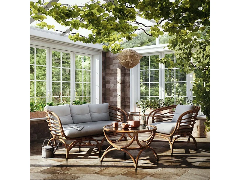 Fauteuil Design en Rotin "Farah" 79cm Naturel