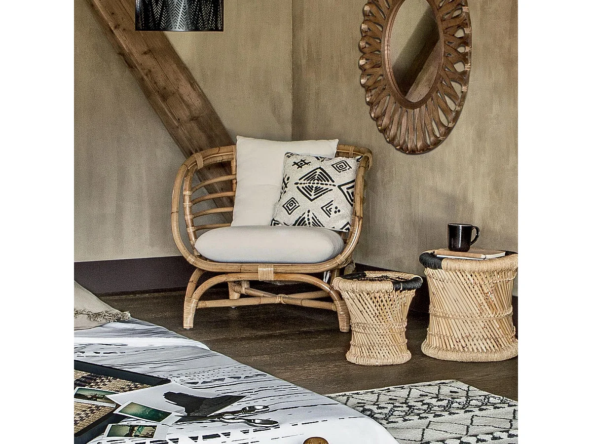 Fauteuil Design en Rotin "Farah" 79cm Naturel