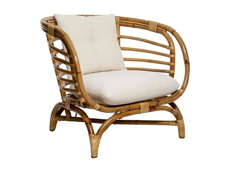 Fauteuil Design en Rotin "Farah" 79cm Naturel